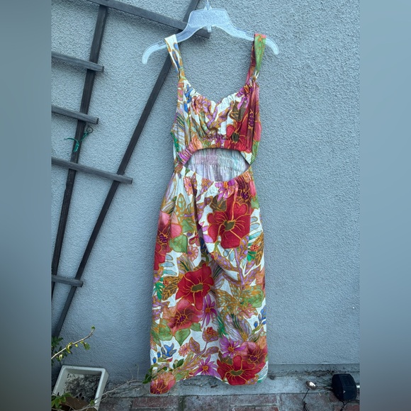 Mara Hoffman Bettina Cutout Floral-print Organic Cotton-jacquard Midi Dress - Picture 2 of 7